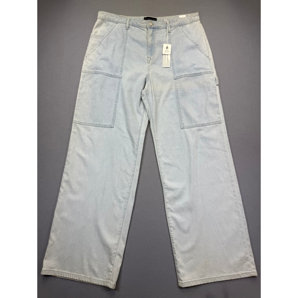 Sanctuary Denim Vacay Low Slung Pant Spark Light Wash Blue Wide Leg Jeans 34 NEW